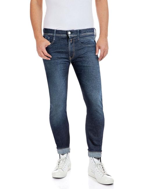 Herren Jeans Anbass Slim-Fit Hyperflex Recycled mit Stretch Replay en coloris Blue