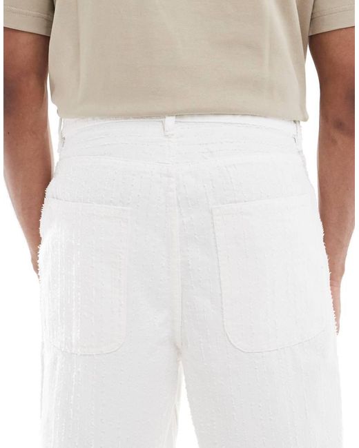 Bershka White Jauquard Baggy Jean for men