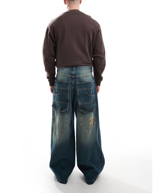 Bershka – extrem weite jeans in Blue für Herren