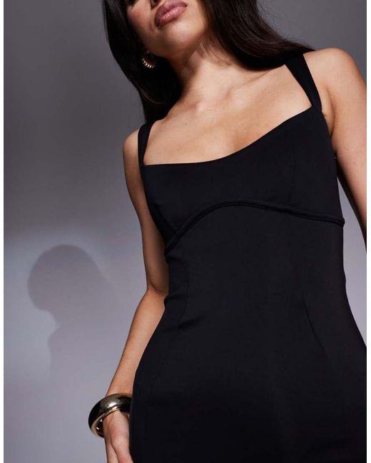 GOOD AMERICAN Blue Scuba Sweetheart Midi Dress