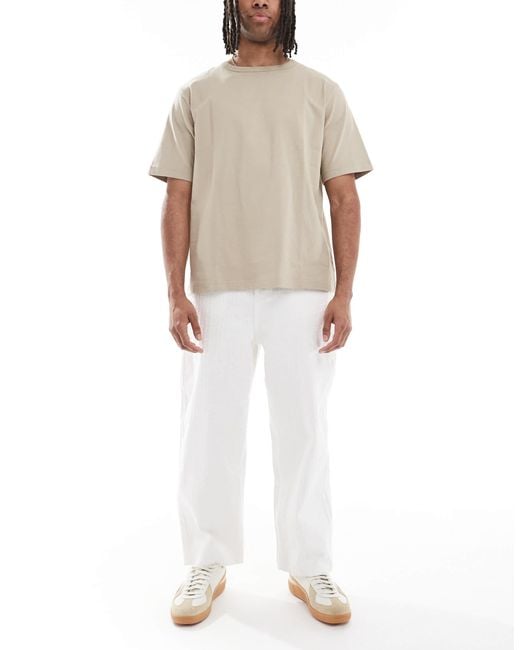 Bershka White Jauquard Baggy Jean for men