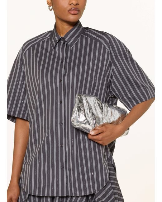 Sandro Gray Oversize-Hemdbluse mit Schmucksteinen