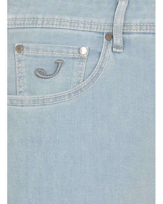 Jacob Cohen Blue Logo Patch Straight-Leg Jeans for men