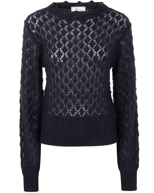 Blumarine Blue Long-Sleeved Crewneck Jumper