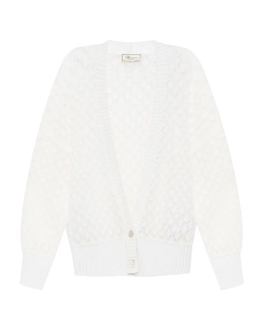 Blumarine White Open-Knit Cardigan