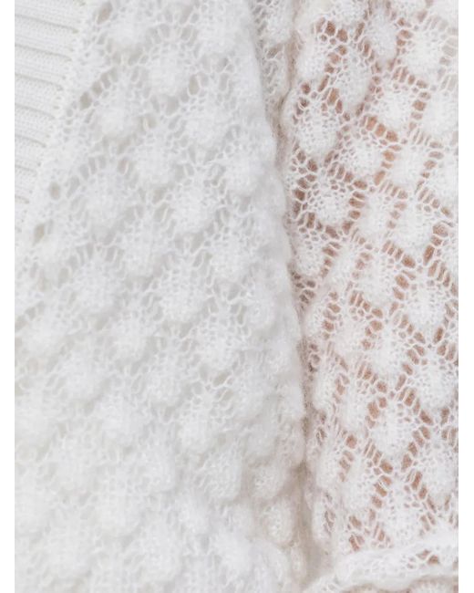 Blumarine White Open-Knit Cardigan