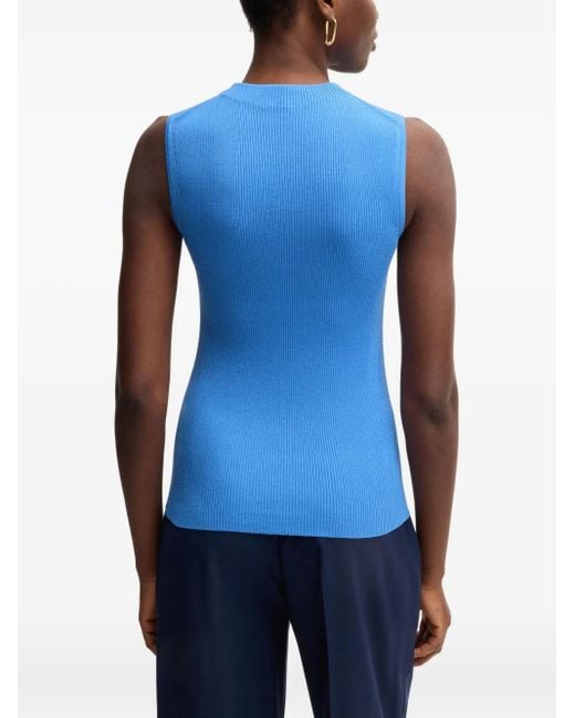 Top de canalé Boss de color Blue