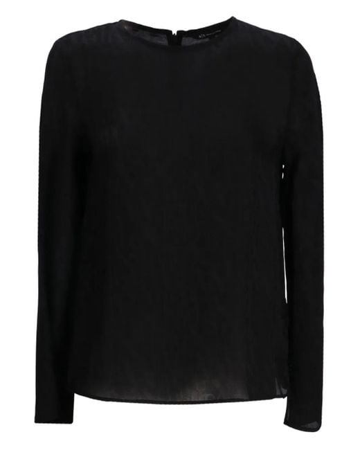 ARMANI EXCHANGE Black Semi-Transparente Bluse