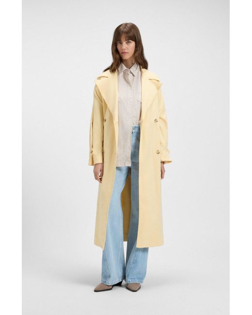 Boss Oversized-Fit Blouse Van Gestreepte Katoen in het White