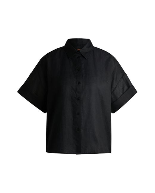 Boss Oversized-Fit Blouse Van Ramee in het Black