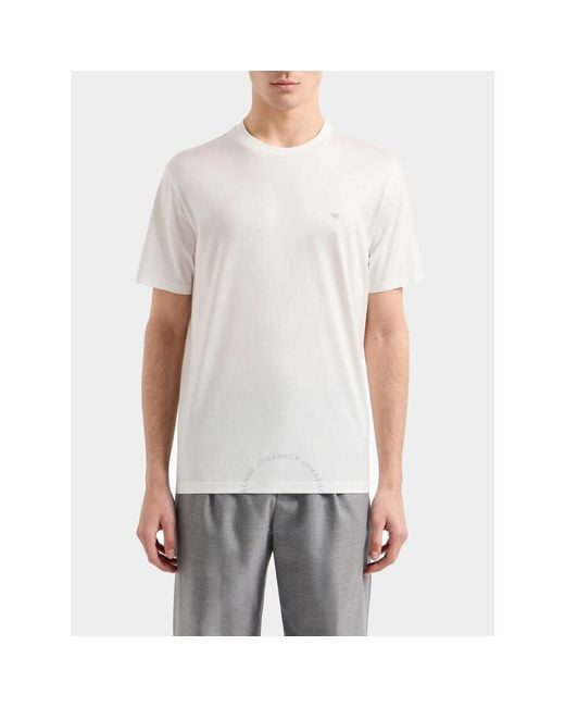 Emporio Armani White Logo-Patch T-Shirt for men