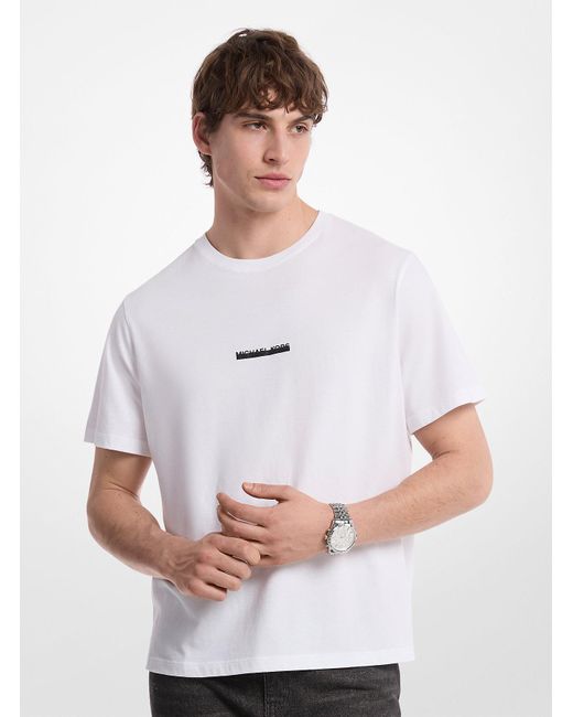Michael Kors White Mk Logo Cotton T-Shirt for men