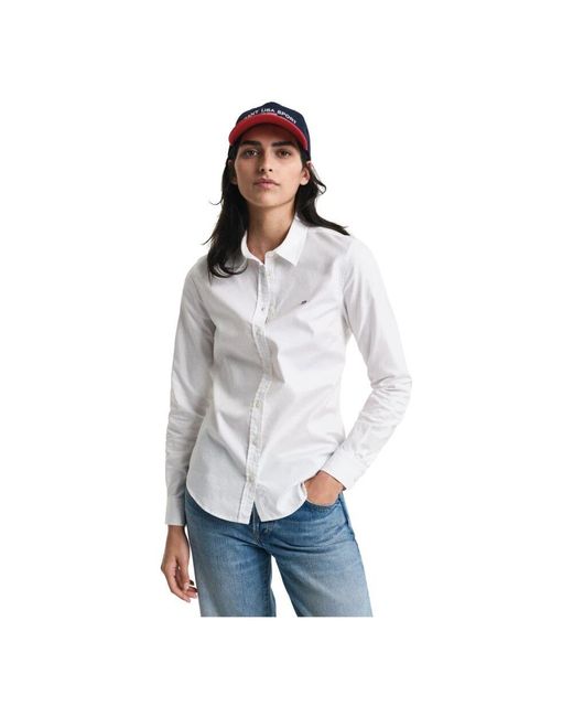 Gant Gray Slim Fit Stretch Oxford Bluse