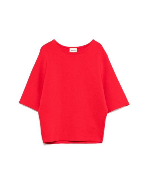 Khaite Red Rotes Crew Neck Top