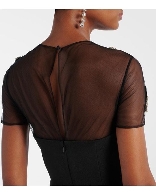 Safiyaa Black Embellished Crepe Gown