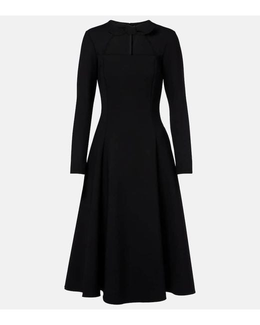 Oscar de la Renta Black Cutout Wool-Blend Cocktail Dress
