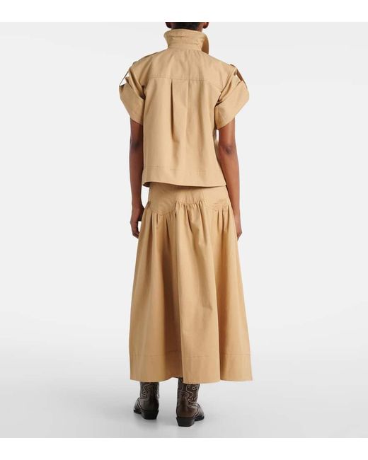 Ganni Natural Top Aus Baumwolle Und Leinen