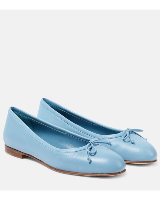 Manolo Blahnik Blue Ballerinas Veralli Aus Leder