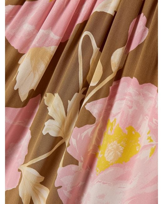 LaDoubleJ Pink Visconti Tiered Ruffled Floral-Print Silk Crepe De Chine Maxi Dress