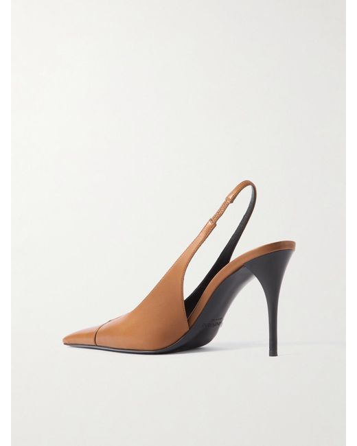 Saint Laurent White Babylone Slingback-Pumps Aus Lackleder Mit Cut-Outs