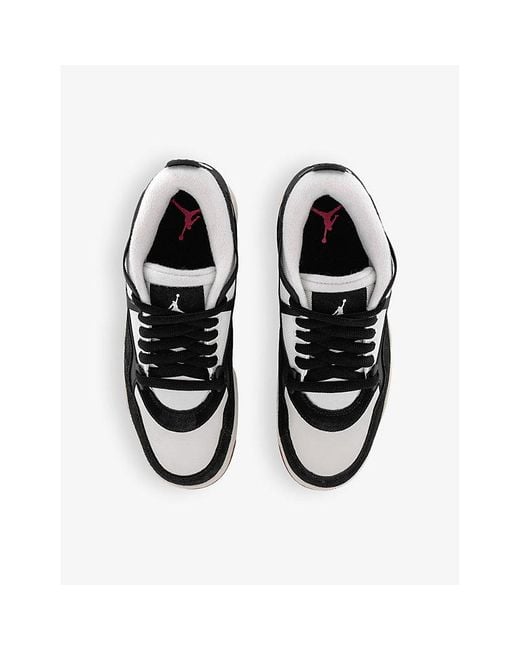 Nike Black Air Jordan 4 Branded Leather And Mesh Low-Top Trainers