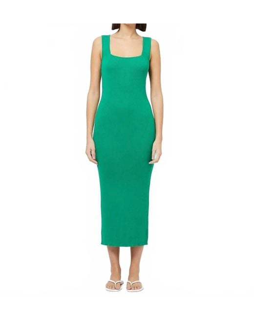 French Connection Green Cotton Square-Neck Dress