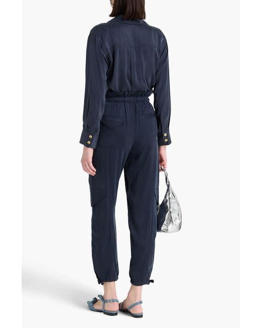 Ganni Blue Washed satin top