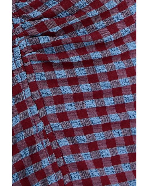 Ganni Purple Oberteil aus seersucker mit gingham-karo