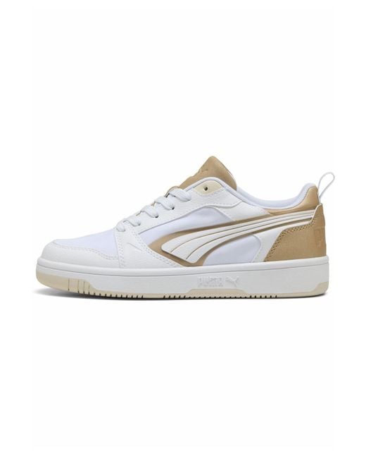 PUMA White Rebound V6 Aqua Metallics Sneakers Mit Niedrigem Schaft